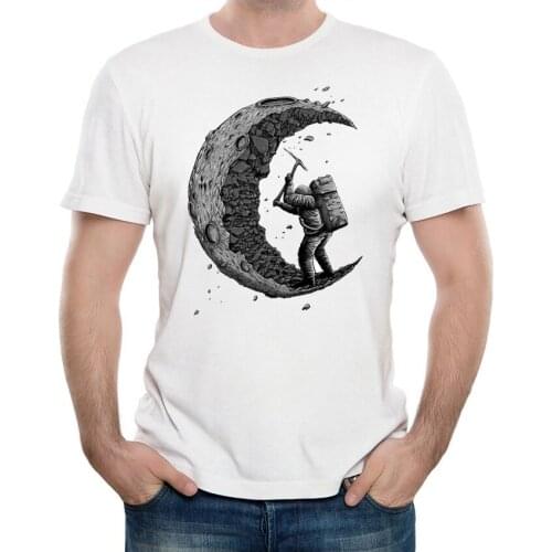 Ameitee Newest Summer Fashion Gold Moon Travel Design T Shirt Mens High Quality Digging The Moon Tops Hipster Tees