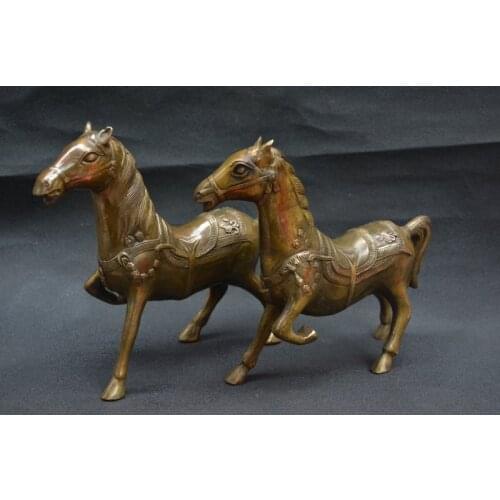 Antique collection Qing Dynasty copper running horse statue,best collection&adornment,A PAIR,Free shipping