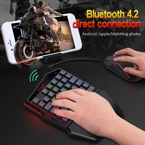Bluetooth 4.2 Wireless Keyboard Set Direct Connection Keyboard with LED Rainbow Backlight Support for A Variety of Mobile Games