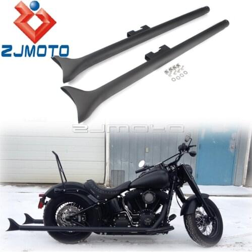 Sharktail Series Black Slip-On Muffler Dual Black Steel 39'' Length Exhaust Pipe Silencer For Harley Touring Custom 1995-2016