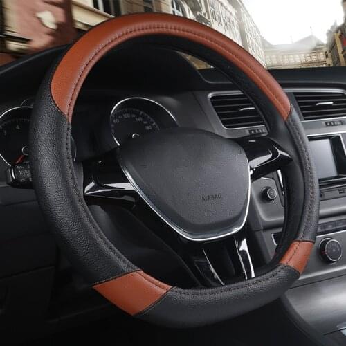 D Shape Car Steering Wheel Cover Leather for Golf K3 POLO JATTA Suzuki Swift Nissan Rogue 2017 2018 2019 2020