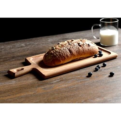 European-style Wooden Rectangular Bread Tray with Handle Household Fruit Dessert Tray Shooting Props Kitchen Utensils Home Decor
