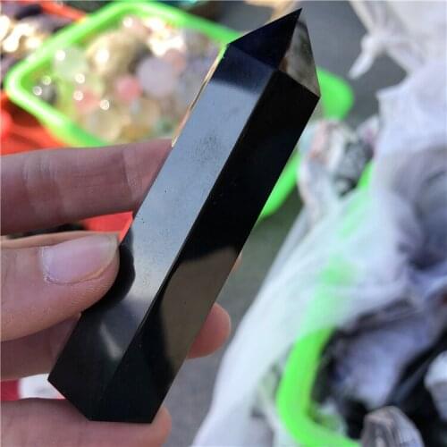 Long natural black obsidian quartz crystal point healing as gift healing crystal natural stone and mineral