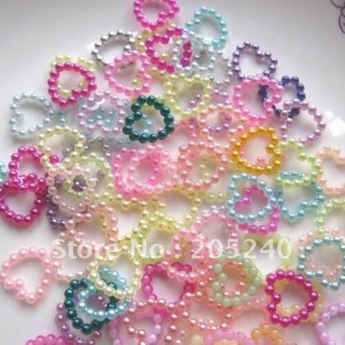 For DIY Decoration Mixed Colors(1000pcs/Bag) 11mm Lovely Flat Back Pearl Heart