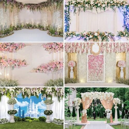 Laeacco Wedding Backgrounds For Photography Flowers Tassel Stage Romantic Love Bride Party Photo Backdrops For Photo Studio