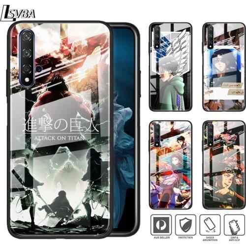 Hot Anime Attack on Titan For Honor 30 20 10 9X 8X Pro Plus Lite Tempered Glass Hot New Shell Luxury Cover Phone Case