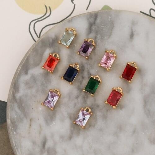 HAOSAW 10Pcs 6*10MM Jewelry Accessories/CZ Pendant/Rectangle Shape/Choose/DIY Making/Hand Made/Jewelry Findings & Components