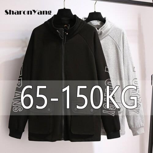 Plus Size 150kg Fat Sister Fashion Hoodies Women Loose Coat Korean Style 2021 New Autumn Large Size Cardigan Jacket Women