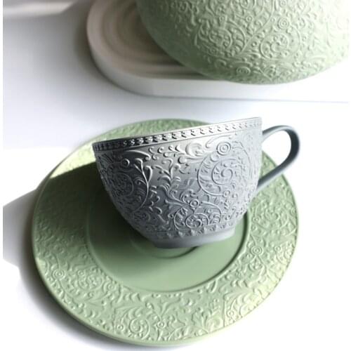 Medieval ceramic coffee cup retro style coffee cup and saucer English afternoon tea set tableware black tea cup sugar bowl