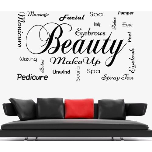 Beauty Qoutes Wall Decals For Salon Vinyl Wall Stickers For Living Room Home Decor Art Wall Paper For Girls Room Waterproof Y125