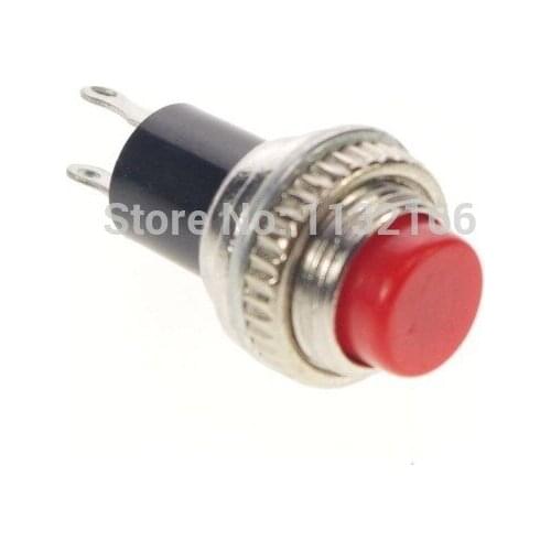 Red 10mm Mount 2 Pin SPST NO Push To ON Momentary Push Button Switch