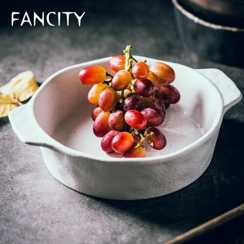 FANCITY Creative baking trays, baking trays, ceramic plates, stylish home dumplings, deep plates, soup plates