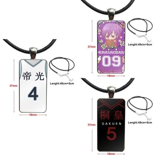 Kuroko No Basket Jersey Seirin For Women Kids Gift Steel Color Glass Cabochon With Rectangle Shaped Pendant Choker Necklace