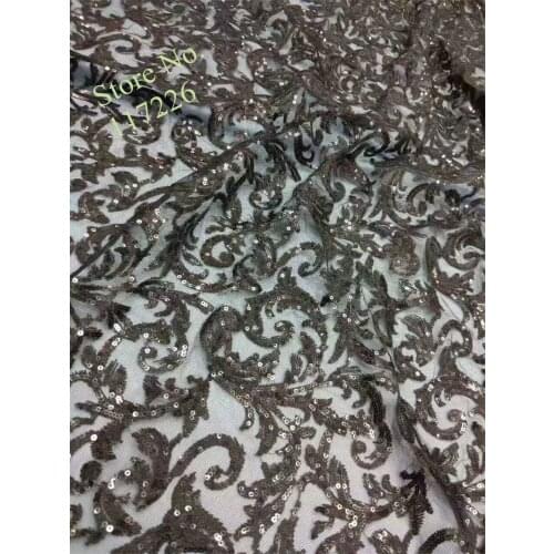 Hot selling African Tulle lace fabric with sequins high quality Lace Fabric beautiful flower for Nigerian wedding