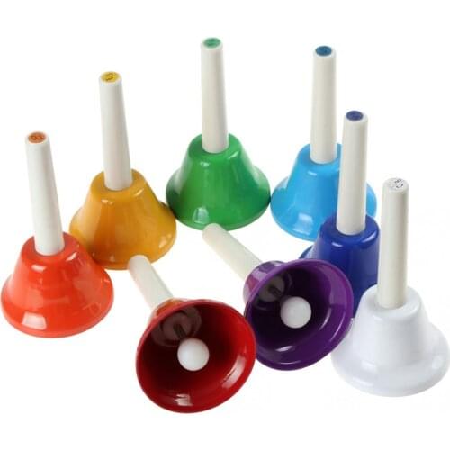 8pcs/lot Colorful Musical Instrment Hand Bell 8-Note Musical Kids Toy for Children Baby Early Education