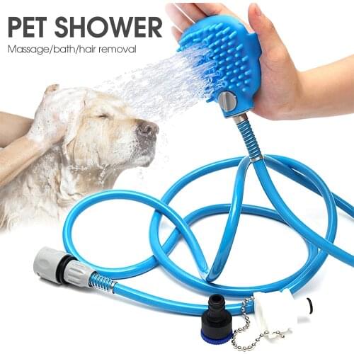 Dog Shower Head Adjustable Pet Bath Sprayers Hose Sets With 2Pcs Faucet Adapter Cats Dog Massage Hair Bathing Tools