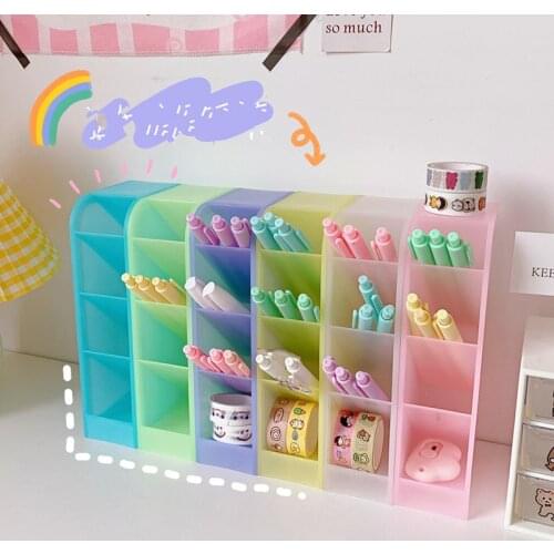 Desk Pen Holder Pencil Makeup Storage Box Desktop Organizer School Office Stationery