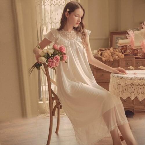 Long Nightdress Boudoir Dress Sleep Wear Women Nighty for Ladies White Vintage Nightgown Princess Nightgown Medieval Woman Lace