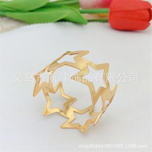 New adjustable five pointed star metal napkin ring spot free shipping