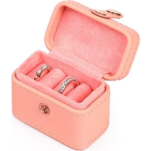 Pink New Mini Wedding Ring Gift Boxes PU Leather Earring Jewelry Box Organizer for Women