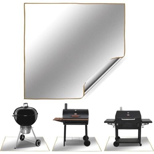 39 Inches Barbecue Fireproof Mat Fire Pit Mat Octagonal Stove Mat Patio Stove Mat Aluminium-foil Coated Fabric Outdoor BBQ