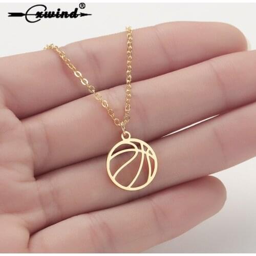 Cxwind Fashion Volleyball Pendant Necklace Stainless Steel Charm Necklace Chain Collares Sports Ball Volleyball Player Gift