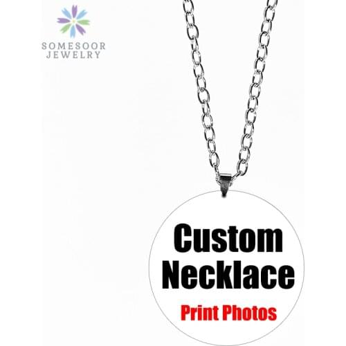 SOMESOOR 70cm Custom Stainless Steel Necklace With Personalized Photo Printed 6cm Round African Wooden Pendant For Women Gifts