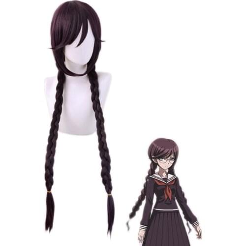 Danganronpa Touko Fukawa Toko Dark Purple Long Braids Wig Cosplay Costume Dangan Ronpa Heat Resistant Synthetic Hair Wigs