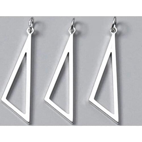 2pcs 925 Sterling SilverWomen Simple Triangle Shape Charms DIY Fancy Jewelry Findings 925 Silver Geometry Thin Dangle Pendants