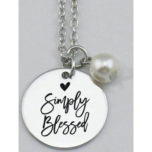 Simply Blessed Charms,Necklace Pendant,Key Chains,Bracelets charms,Charms For Jewelry Making,Message Pendant,22mm,5Pcs/Lot