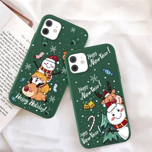 LUPWAY Christmas Phone Case For iPhone 11 12 Pro Max 7 8 Plus 12 Mini X XR XS Max SE 2020 Cartoon TPU Deer Couples Shell Fundas