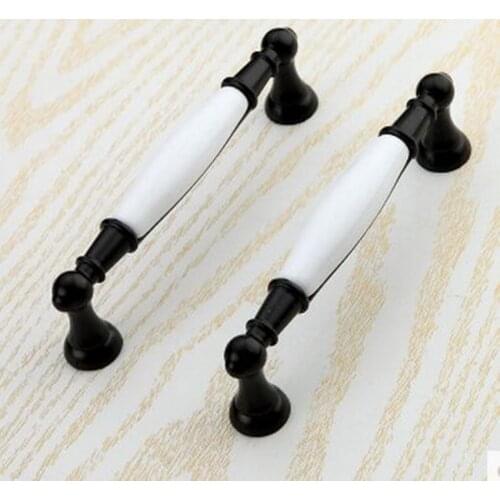 128mm black white modern furniture handles white ceramic kitchen cabinet drawer pulls handles black dresser cupboard door handle