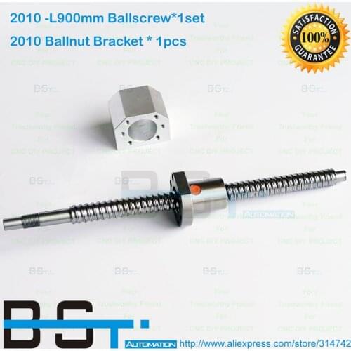 SFU2010 Rolled ballscrew L 900mm with Ballnut nut+ 2010 Aluminium nut Bracket Holder with end machined