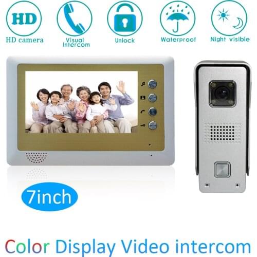 Color Screen Intelligent 1 to 1 Intercom Kit 7 inch LCD Monitor Wire Video Door Phone Doorbell System Security Camera For vistor