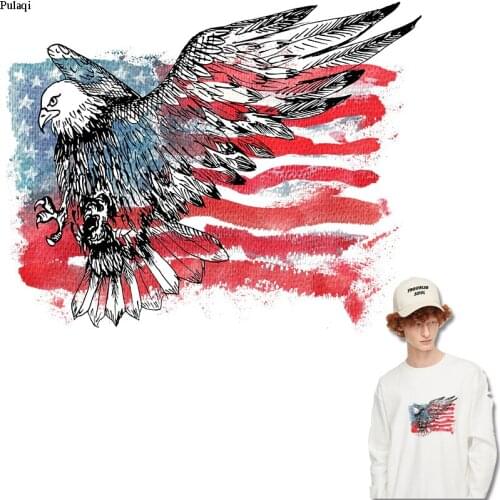 Pulaqi Eagle Patch Lion King Star Space Applique Iron On Transfers For Clothing Animal Flower Thermal Stickers On Clothes Badges