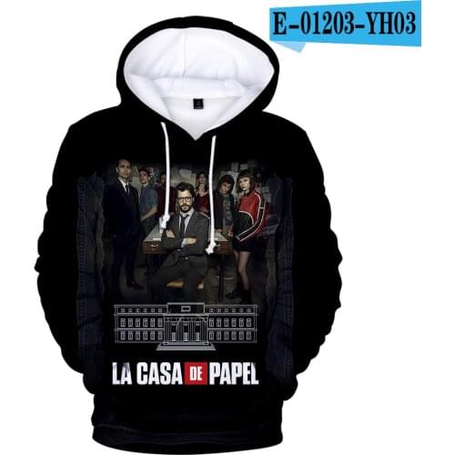 Hip Hop La casa de papel Money Heist House of Paper 3D Hoodies Sweatshirts Men/Women Long Sleeve Hoodie Funny Pullover