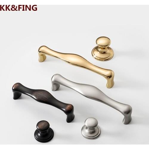 KK&FING Zinc Alloy High-Grade Gold Handles Kitchen Cabinet Door Handles Wardrobe Drawer Knobs Furniture Cabinet Pulls