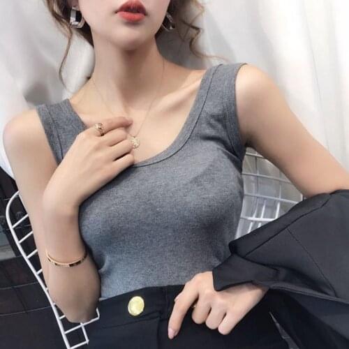 Women Spring Summer Style Sexy Tank Tops Lady Casual Slim Low-Cut Collar Sleeveless Sexy Camis Tees shits ZZ0152
