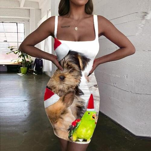 KYKU Brand Christmas Dresses Women Animal Sundress Hip Hop Bodycon Dress New Year 3d Print Womens Clothing Summer Short