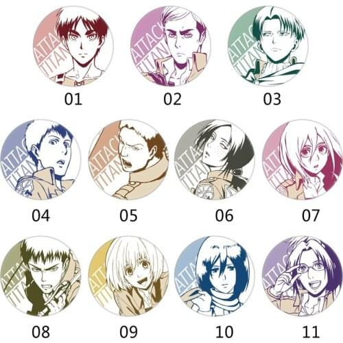 Attack on Titan Anime Badge Eren Levi Armin Arlelt Zoe Hange Hans Jean Erwin Smith Krista Lenz Metal Badge Brooch Pins