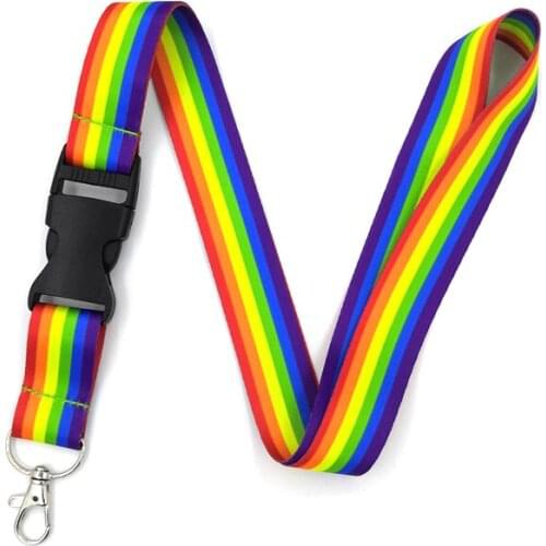 10pcs Homosexuality Rainbow vintage 90s women Neck Lanyard keychain Mobile Phone Strap ID Badge Holder KeyChain Keyring cosplay