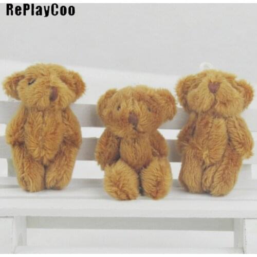 100PCS/LOT Joint Ted Bear Plush Stuffed Dark Brown Doll Teddy Bears 4.5cm Pendant Toys Wedding Gifts Accessories dolls GMR034