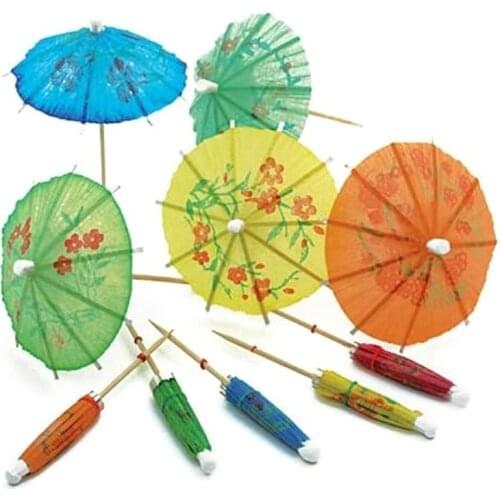 144Pcs Color Flower Paper Small Umbrella Sign Fruit Sign Cocktail Sign Bar Supplies Fruit Plate Drink Decoration