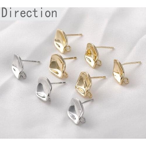 14K gold clad copper plated genuine gold irregular concave shaped silver pin DIY handmade ear accessories material