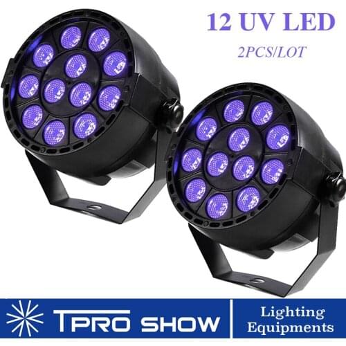 2Pcs 12x3W UV LED Par Light DMX512 Sound Activated Black Light Lamp Mini Stage Par Ultraviolet Spotlight For Party Disco Show