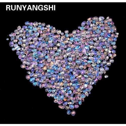 50g/bag Amazing aura rainbow quartz Artificial crystal healing medaion gemstone reiki tumble gravel for decoration