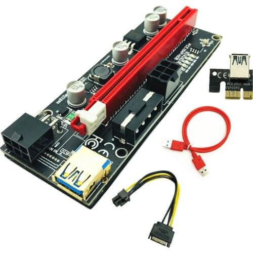 6PCS PCIE Riser 009S Plus Video Card Extension Cable Adapter PCI Express Riser VER009S PCI-E X16 Riser Card for BTC Miner Mining