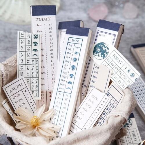 60Pcs/Lot Moon Phase Timeline Material Paper Junk Journal Planner Scrapbooking Vintage Decorative DIY Craft Paper