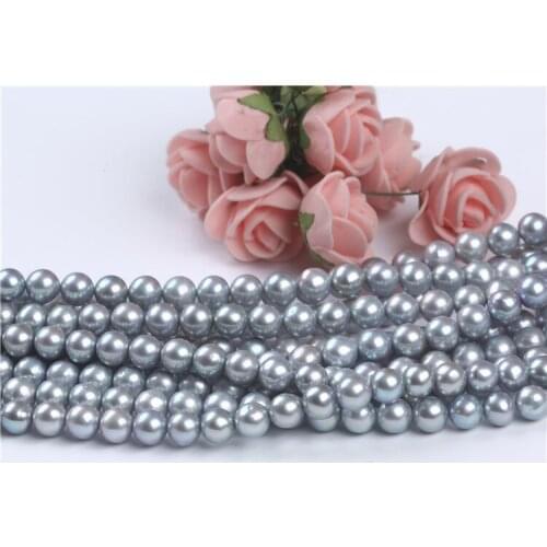 7.5-8mm dyed gray round shape pearl freshwater pearl strands for jewelry making
