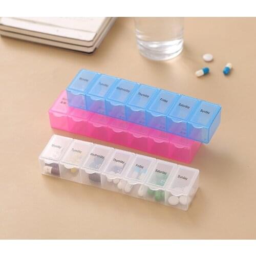 7 Days Weekly Pills Box Tablet Holder Storage Case Medicine Drug Container Mini 7 Cells Pill Box Tablet 3 Colors Storage Box